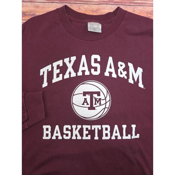 Texas A&M Basketball Long Sleeve T-Shirt XL Maroon TCX - Picture 3 of 5